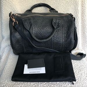 ALEXANDER WANG ROCCO IN PEBBLED BLACK W/ ROSE GOLD